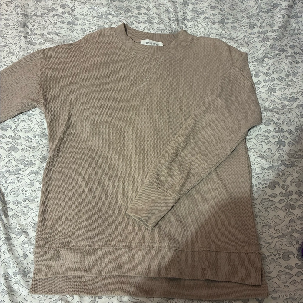 Hippie Rose Women’s Beige Crewneck Sweater